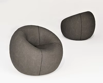 Comfortable Grey Round Bean Bag Chairs In Fabric For Modern Living Space 3d model