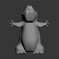 Cartoon Crocodile Game Movie Character 3D Model Featuring Big Eyes Open Mouth And White Design