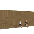 Modern Outdoor Chairs with Wooden Wave Screen for Comfortable Seating