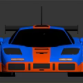 Sleek Blue And Red Sports Car With Black Rear Spoiler Red Wheels And Sporty Design