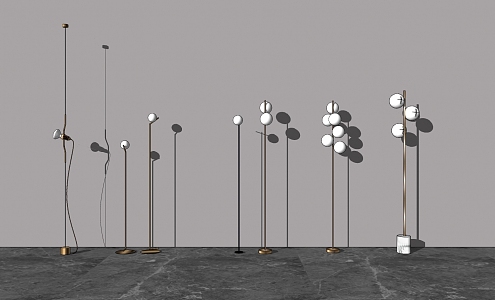 Metal multi-head floor lamp decorative floor lamp combination 3d model