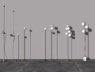 Metal multi-head floor lamp decorative floor lamp combination 3d model