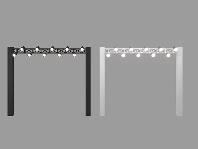 Black and White Lighting Truss With Installed Downlights and Spotlights 3d model