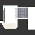 Cartoon Scene Of Gas Station With White Building Green Roof Fuel Pumps And Reflection