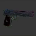 Modern Silver Metallic Pistol 3D Rendered Design With Black Grip And Logo
