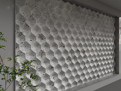 Modern Minimalist Gray Background Wall With Hexagonal Textured Pattern 3d model