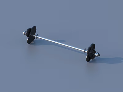 Silver Barbell Dumbbell With Black Weight Plates On Blue Background 3d model