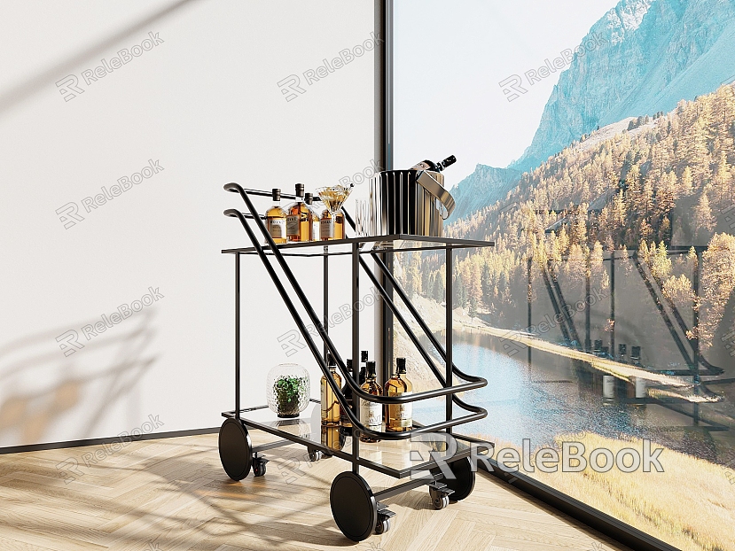 Modern dining car dining cart wine model