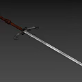 Historical Sword With Leather Wrapped Hilt And Intricate Metal Guard Design