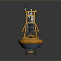 Solar Powered Marine Monitoring Buoy Equipment With Wooden Structure And Antenna