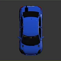 Blue Sedan 3D Model With Shiny Body Black Windows And Silver Wheels