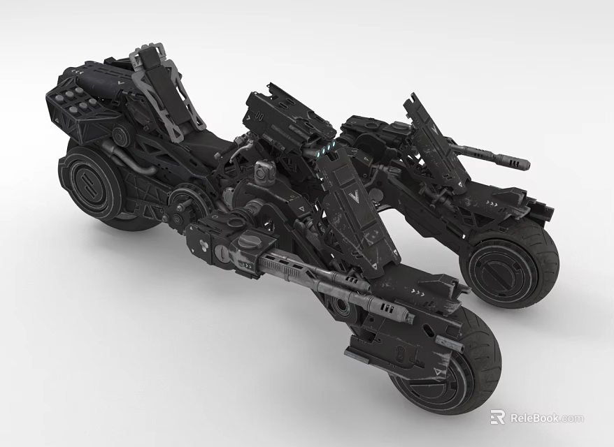 Futuristic Black Metallic Motorcycle 3D Model With Mechanical Structure And Detailed Components 3d model