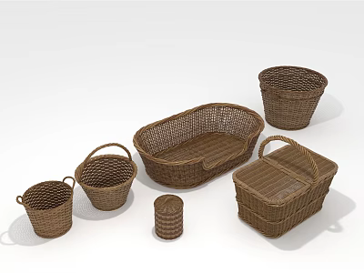 Functional Woven Baskets For Home Storage With Various Sizes And Designs 3d model