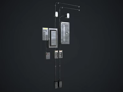 Industrial Electrical Control Panels With Metal Switches And Connecting Wires 3d model