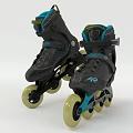 Modern Inline Skates With Black And Teal Design And Beige Wheels