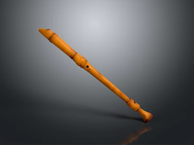Handcrafted Brown Wooden Flute Traditional Musical Instrument With Smooth Surface And Finger Holes 3d model