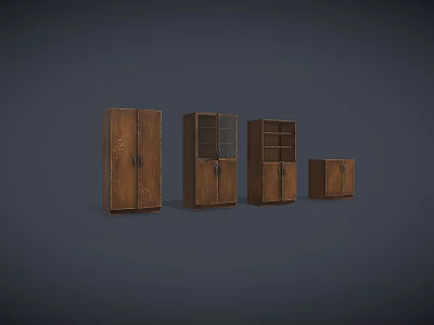 Wooden Storage Cabinets With Open And Closed Door Designs For Home Organization 3d model
