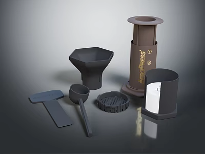 Modern Kitchen Appliances Set Featuring Coffee Making Components And Essential Tools 3d model