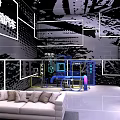 Modern Car Showroom Interior With Large Screen Display And Showcased Vehicle