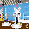 Children's Clothing Store Interior With Bunny Wallpaper Mushroom Decor And Display Shelves