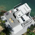 Modern Two Story Detached Villa With Large Windows Ocean View And Terrace Greenery