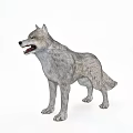 Realistic Reptile 3D Model With Gray Skin Open Mouth And Standing Pose