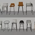 Various Modern Bar Stools With Stylish Designs And Comfortable Seats 3d model