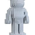 Pink Gradient Building Blocks Stacked To Form Human Shaped Sculpture Design 3d model