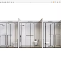 Various Modern Shower Sauna Enclosure Designs With Glass Panels And Metal Frames 3d model