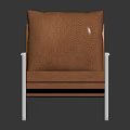 Modern Brown Leather Chair With Sleek Metal Frame And Comfortable Armrests