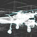 Dark Blue Fighter Jet With Red Circular Emblem Twin Engines Landing Gear Deployed