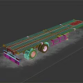 Red Flatbed Trailer Transport Vehicle With Heavy Duty Platform And Wheels