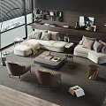 Modern Minotti Sofa Coffee Table Combination 3d model