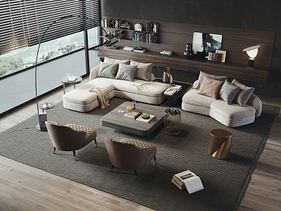 Modern Minotti Sofa Coffee Table Combination 3d model