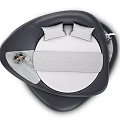Modern Round Double Bed With Black Leather Frame White Mattress And Pillows