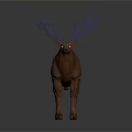 Brown Deer With Large White Antlers Standing On Dark Background