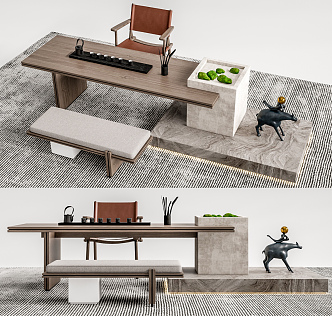 Modern Tea Table and Chair Tea Table Tea Table Combination 3d model