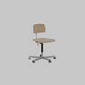 Office Chair With Wooden Seat Backrest Height Adjustable Metal Base And Rolling Wheels