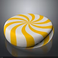 Sweet Round Yellow And White Swirl Pattern Candy On Reflective Surface 3d model