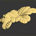 Golden Plant Leaves Forming Flower Shaped Decorative Ornament With Shiny Surface
