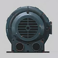 Heavy Duty Industrial Electric Motor With Dark Green Metal Housing And Cooling Fins