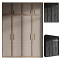 Modern Multi Door Wardrobe Design With Wooden Frame And Woven Panels