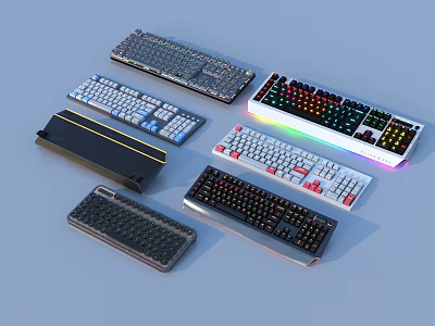 Different Types Of Computer Keyboards Featuring Mechanical Switches RGB Backlit And Stylish Designs 3d model