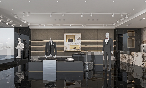 Modern Clothing Store Suit Store Men's Clothing Store Suit Custom Store Men's Clothing Store Clothing Shelf Nakajima Booth 3d model