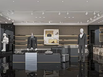 Modern Clothing Store Suit Store Men's Clothing Store Suit Custom Store Men's Clothing Store Clothing Shelf Nakajima Booth 3d model