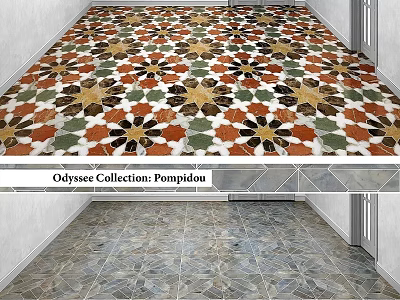 Oojssee Collection Pompidou Floor Tiles With Colorful Floral Pattern Design 3d model