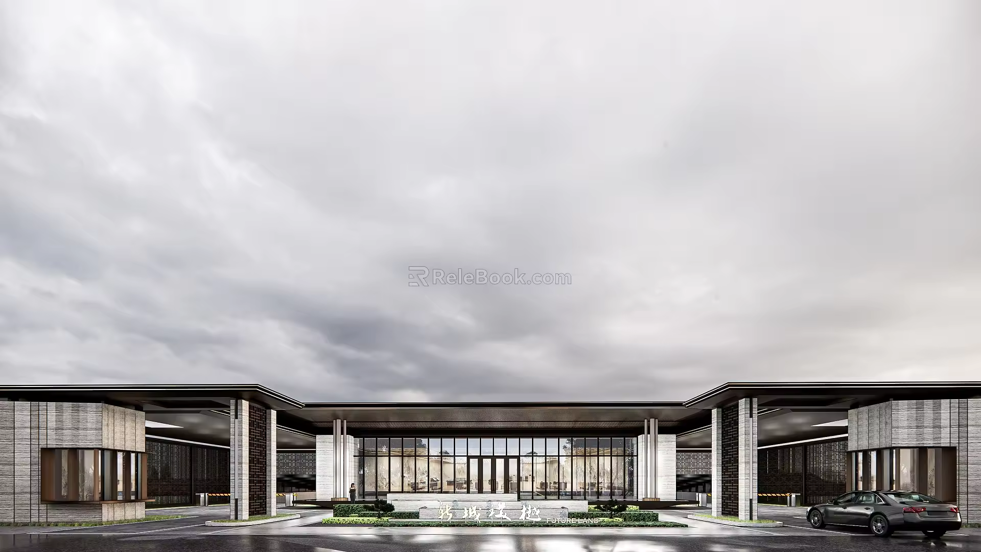 Modern Gate Community Gate 3d model