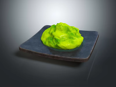 Vibrant Green Smooth Food on Black Square Plate with Glossy Surface and Fresh Appearance 3d model