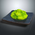 Vibrant Green Smooth Food on Black Square Plate with Glossy Surface and Fresh Appearance