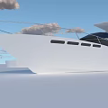 Modern White Yacht Exterior Design Under Blue Sky